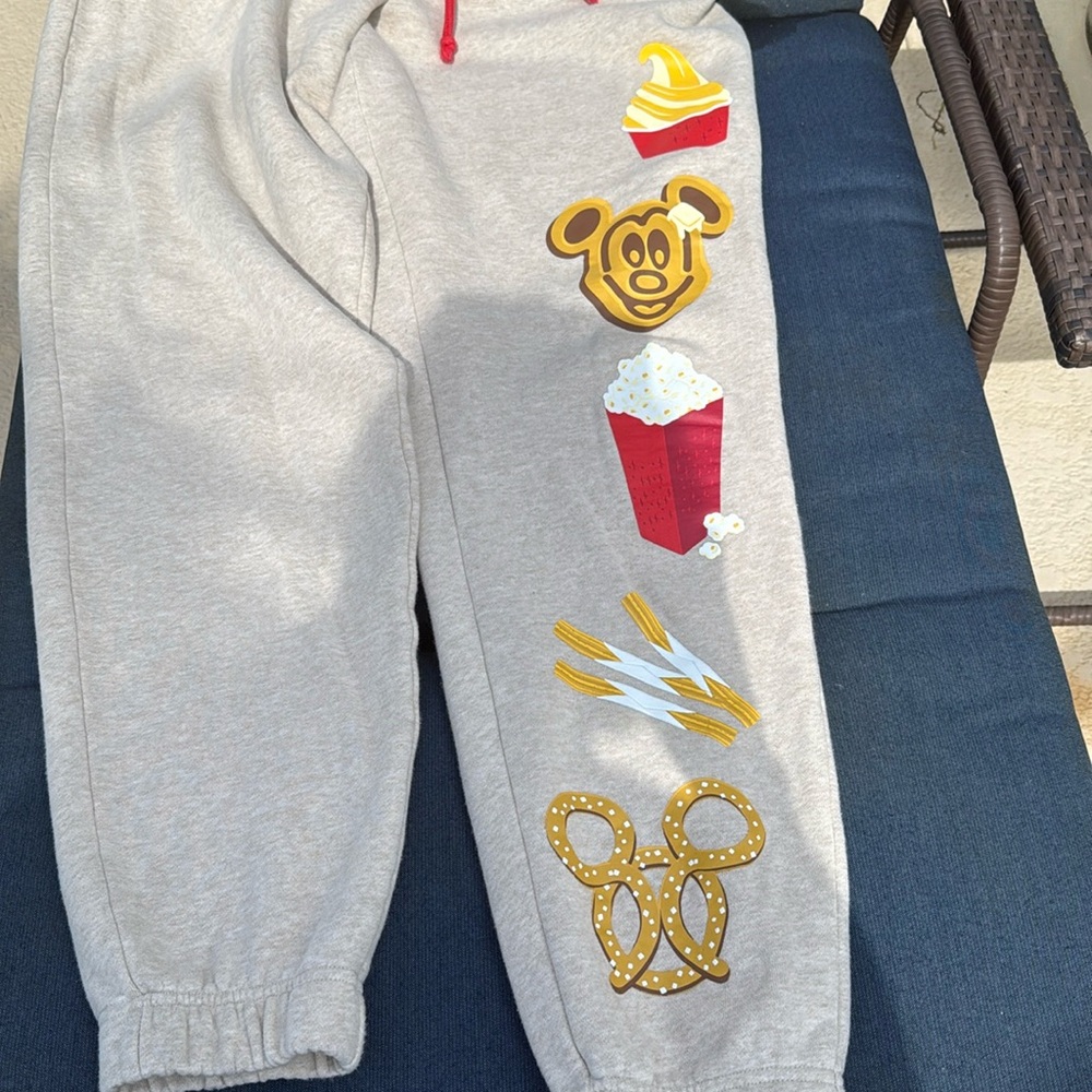 Disney Parks Mickey & snack foods sleep/athletic jogging/sweat pants large nwot